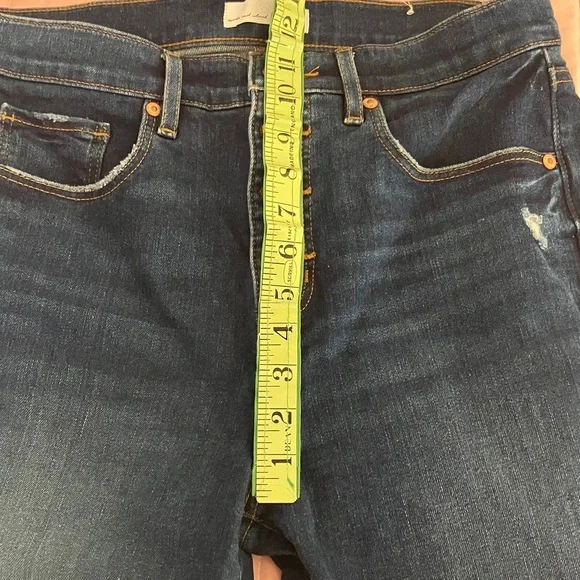 LOFT button fly high waist slim pockets skinny crop frayed cuff jeans EUC 8 - Picture 12 of 14